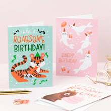 Load image into Gallery viewer, Birthday Tiger | Animal Birthday Card | Kids Greeting Card
