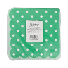 Load image into Gallery viewer, Kelly Green Polka Dot Cocktail Napkin
