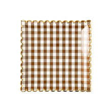 Load image into Gallery viewer, THP1142 - Brown Gingham Scalloped Plate
