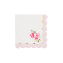 Load image into Gallery viewer, Tea Party Rose Corner Paper Cocktail Napkins
