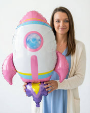 Load image into Gallery viewer, Pink Rocket Ship Foil Balloon – Space Party &amp; Galaxy-Theme

