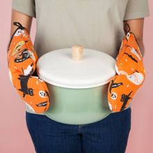 Load image into Gallery viewer, Boo Crew Halloween Oven Mitts Set of 2
