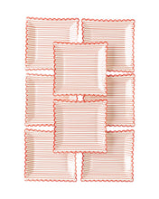 Load image into Gallery viewer, Red Striped Scalloped Plate
