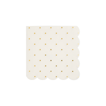 Load image into Gallery viewer, PLCOT37 - Cottage Gold Foil Polka Dot Scalloped Paper Cocktail Napkin
