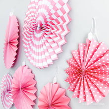Load image into Gallery viewer, Pink Paper Fan Set – Hanging Party Décor, Backdrops [6 Pack]
