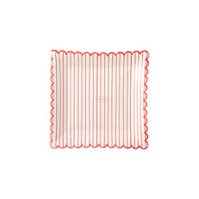 Load image into Gallery viewer, Red Striped Scalloped Plate
