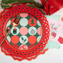 Load image into Gallery viewer, Red Basketweave Dinner Paper Plates
