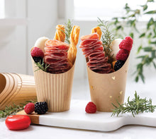 Load image into Gallery viewer, PLCC1636 - Gold Foil Kraft Dots and Stripes Charcuterie Cups (24ct)
