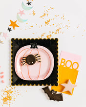Load image into Gallery viewer, Happy Haunting Pink Pumpkin Shaped 7" Plate
