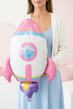 Load image into Gallery viewer, Pink Rocket Ship Foil Balloon – Space Party &amp; Galaxy-Theme
