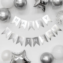 Load image into Gallery viewer, Silver Foil "HAPPY BIRTHDAY" Word Banner
