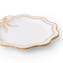 Load image into Gallery viewer, Cream and Gold Bow Dinner Plates, Scalloped (Set of 8)

