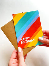 Load image into Gallery viewer, Cute Rainbow Stripe Happy Birthday Greeting Card
