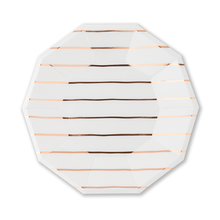 Load image into Gallery viewer, Frenchie Metallic Striped Small Plates - 8 Pk.: Gold
