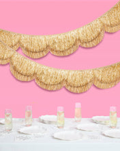 Load image into Gallery viewer, Gold Scallop Fringe Banner | Gold party garland, wedding
