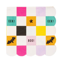 Load image into Gallery viewer, PLNP444 - Halloween Checkerboard Scallop Cocktail Napkin
