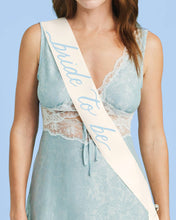 Load image into Gallery viewer, Bride To Be Sash | something blue bridal shower bachelorette
