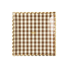 Load image into Gallery viewer, THP1142 - Brown Gingham Scalloped Plate
