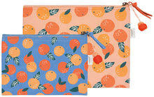 Load image into Gallery viewer, Paradise Orange Zipper Pouches Set of 2
