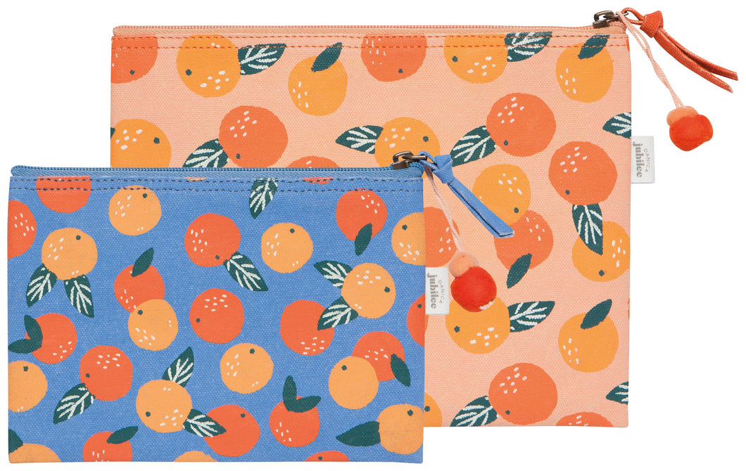 Paradise Orange Zipper Pouches Set of 2