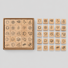 Load image into Gallery viewer, Mini Themed Wooden Stamp Set: Emoji / One Size
