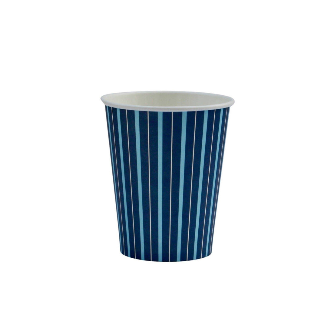 Navy Blue Fine Stripes Paper Cups