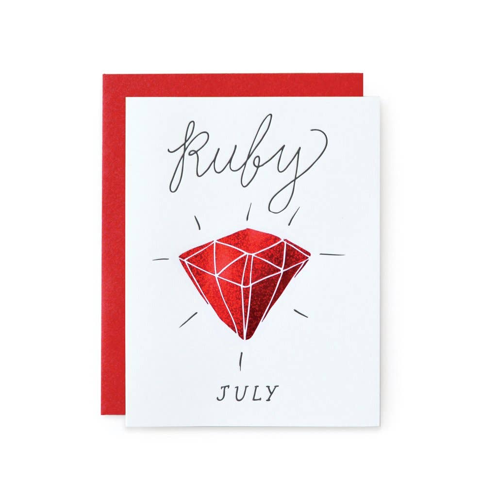 Ruby Gemstone Birthday Card
