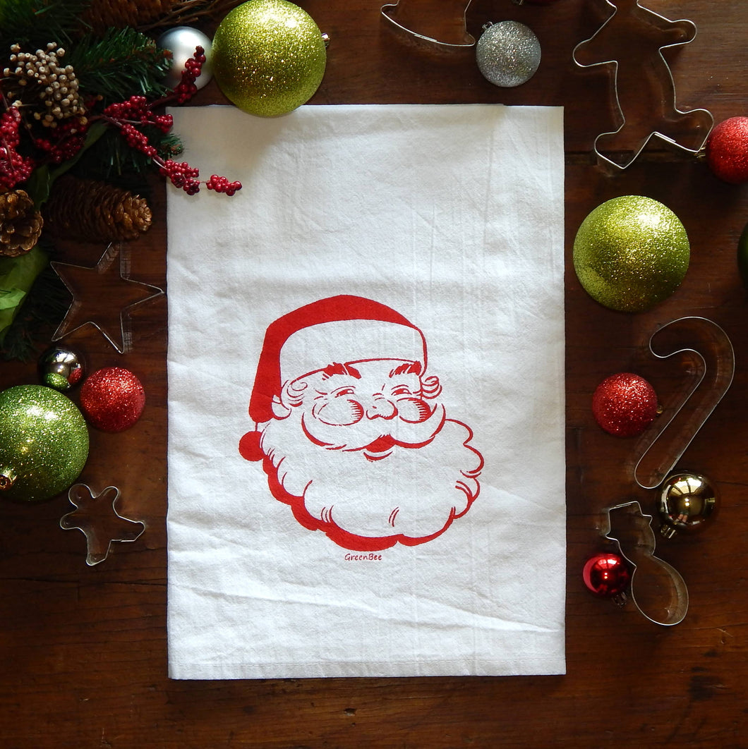 Jolly Santa Claus Flour Sack Tea Towel