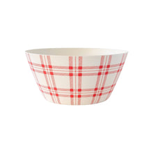 Load image into Gallery viewer, Red  Plaid Reusable Bamboo Serving Bowl

