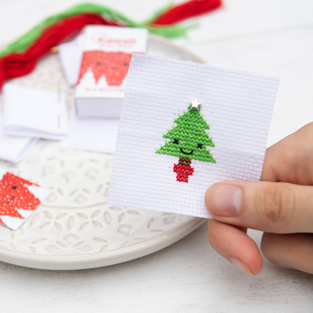 Christmas Tree  Cross Stitch Kit In A Matchbox