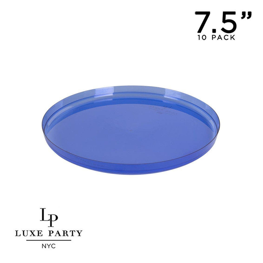 Round Transparent Bartenura Blue Walled Plastic Plates | 10 Pack: 7.25