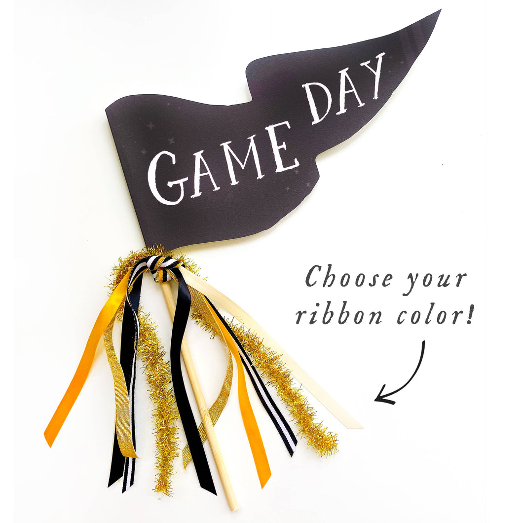 Black Game Day Football Party Pennant
