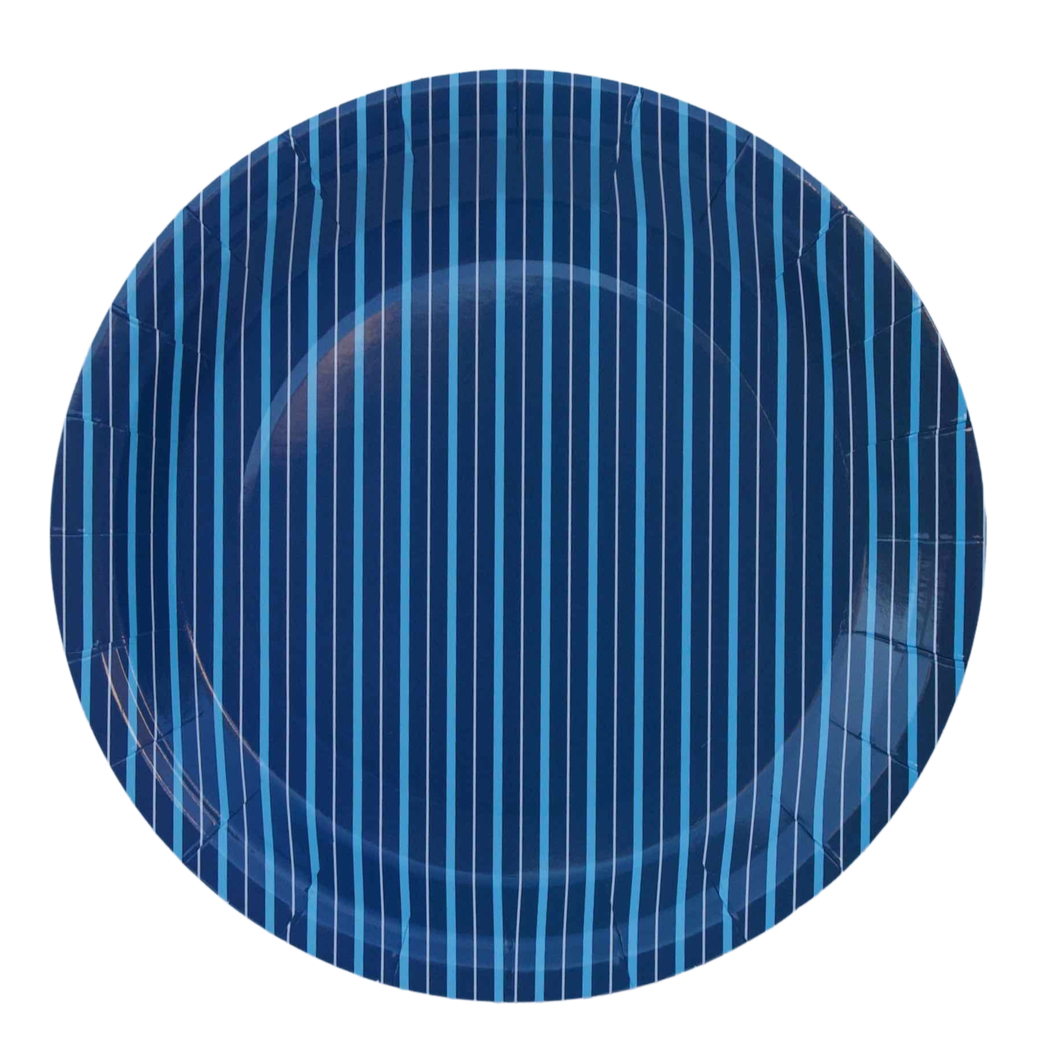 Navy Blue Fine Stripes Plates