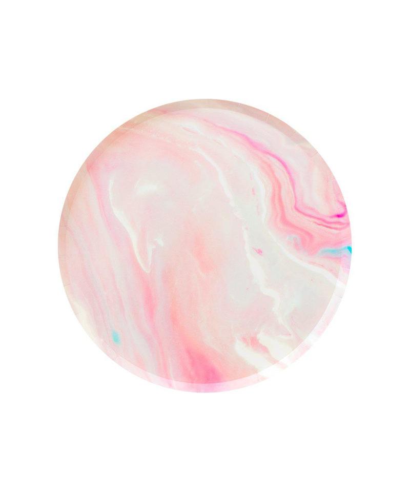 Pink Marble Round Dessert Plate