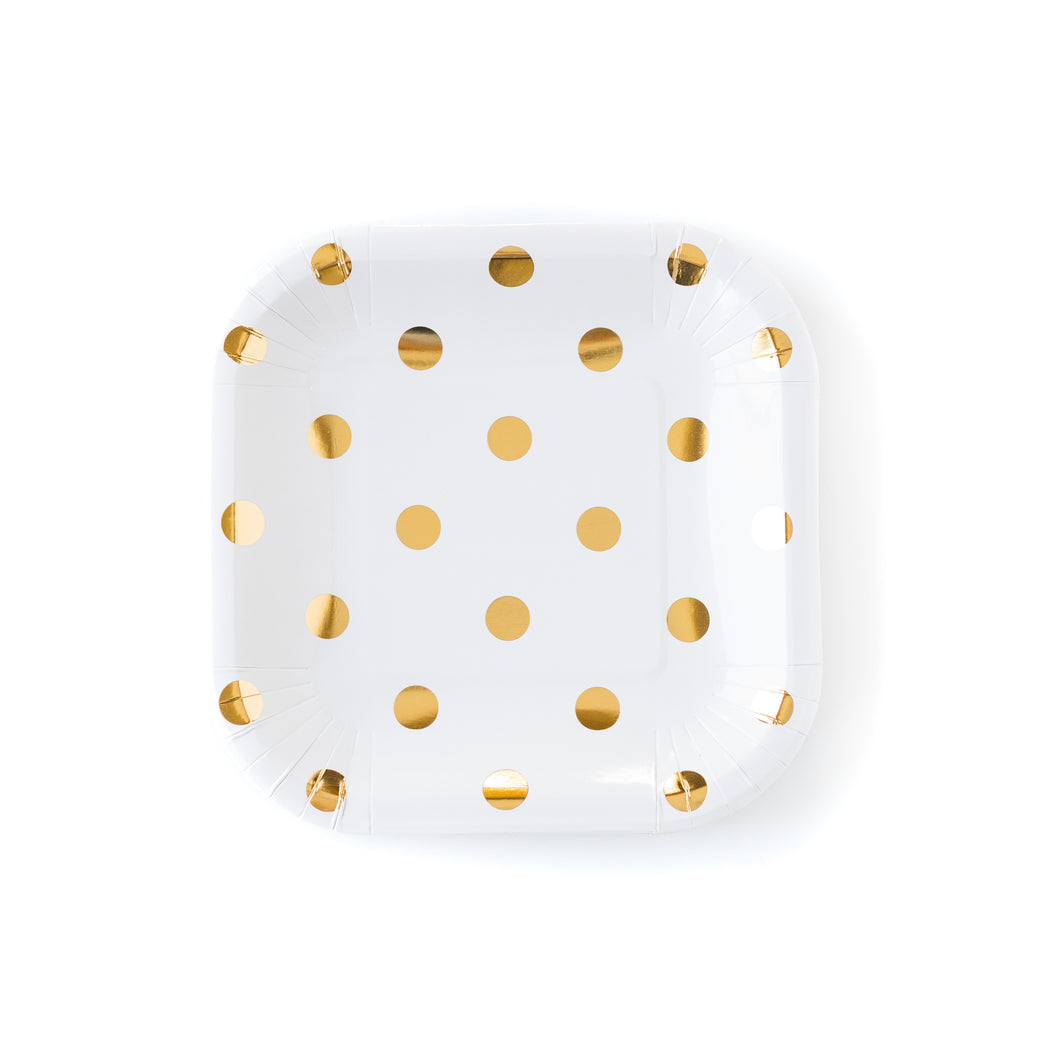 Gold Polka Dot Square Plate