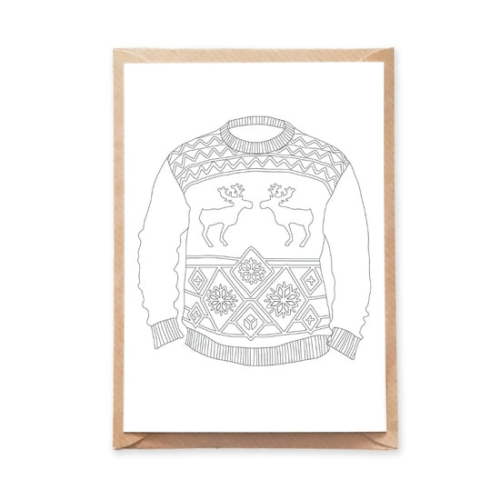 Christmas Sweater Coloring Card