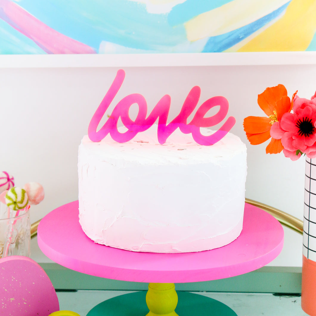 Love Cake Topper - Neon Pink