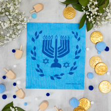 Load image into Gallery viewer, Hanukkah Swedish Dishcloth
