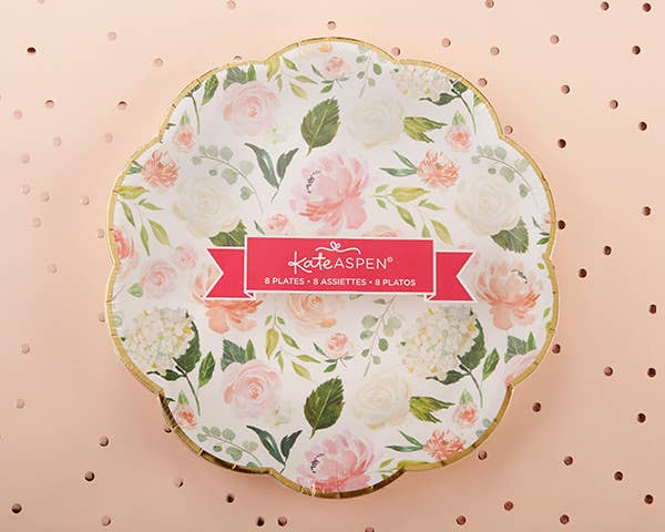 Pink Floral 9 in. Plates