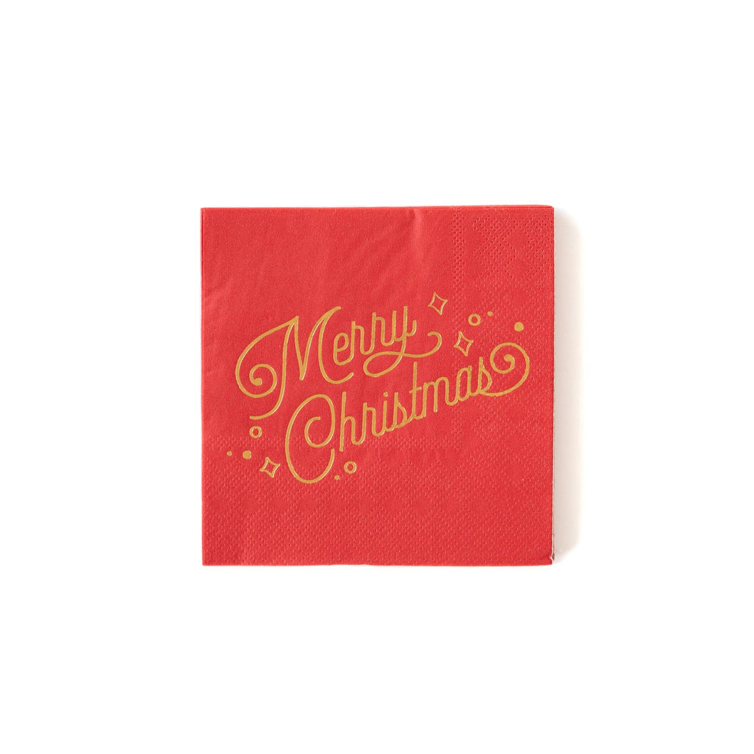 Red Merry Christmas Cocktail Napkin