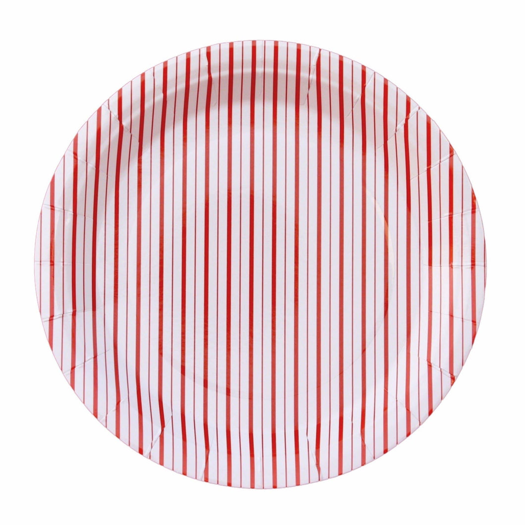 Red Fine Stripes Plates