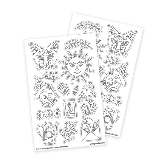 Magic Cat Coloring Stickers