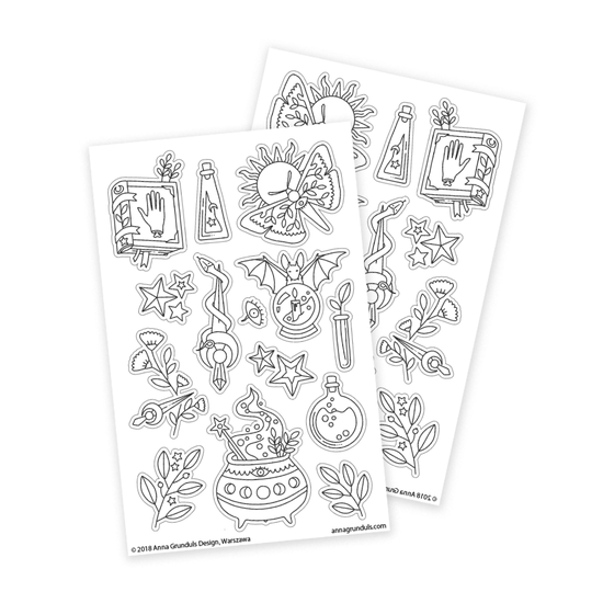 Witch Cauldron Coloring Stickers
